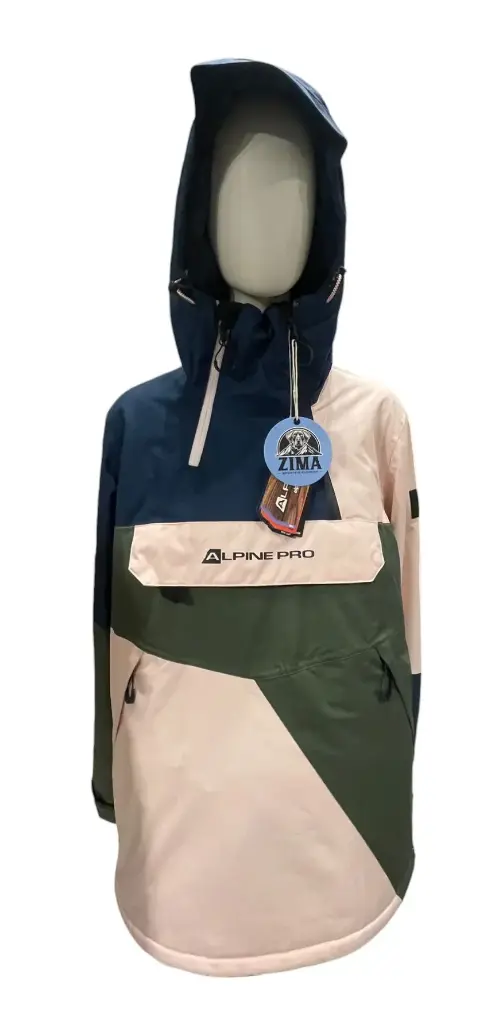 Chaqueta rosada con bolsillo en el pecho y mangas de colores mujer