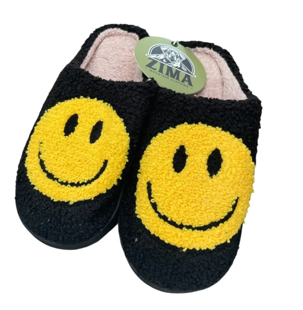 Slipper black y happy face
