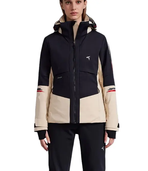 Tittallon - Women's 4-way-stretched fashion Ski jacket black & beige