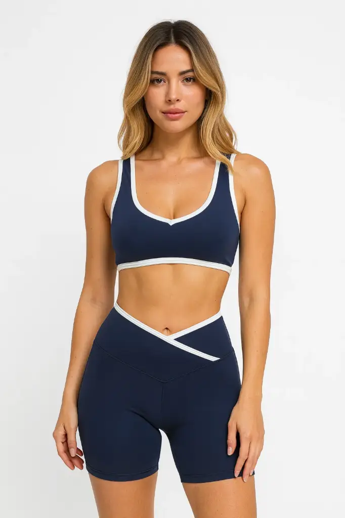 Top corte atlética azul