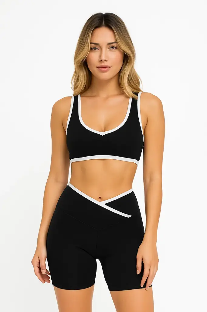 Top corte atlética negro